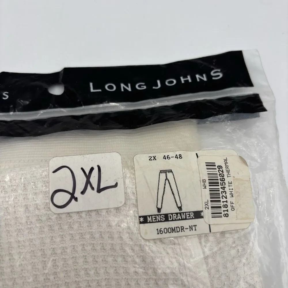 Morgan Mills Long Johns Mens 2XL Thermal Pants Black White Waffle Knit 2 Pair